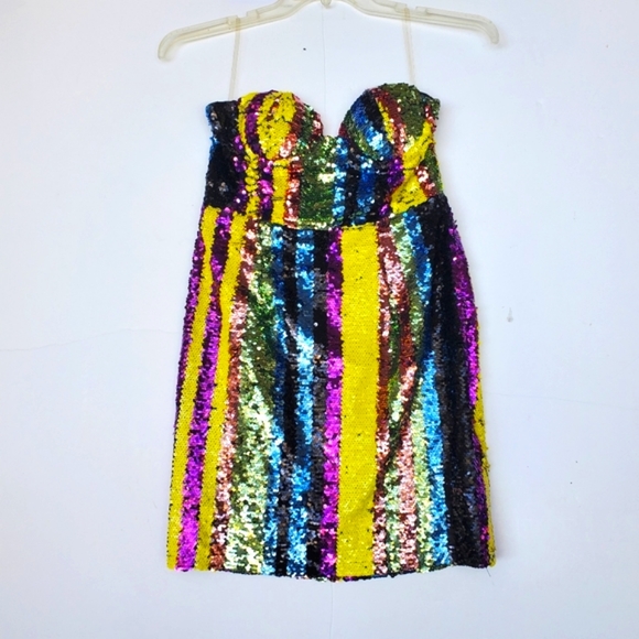 Hera Collection Dresses & Skirts - Sequin Dress Strapless Underwire Vertical Stripe Slimming NWOT